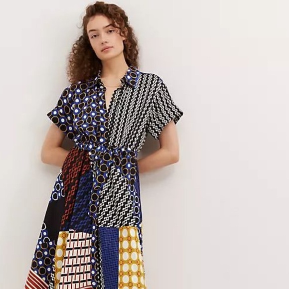 Anthropologie Maeve Contrast Asymmetrical Shirt Dress NWT Small - Picture 9 of 15